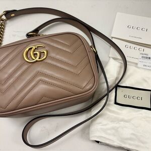 Gucci Beige Crossbody Bag with Gold Accents